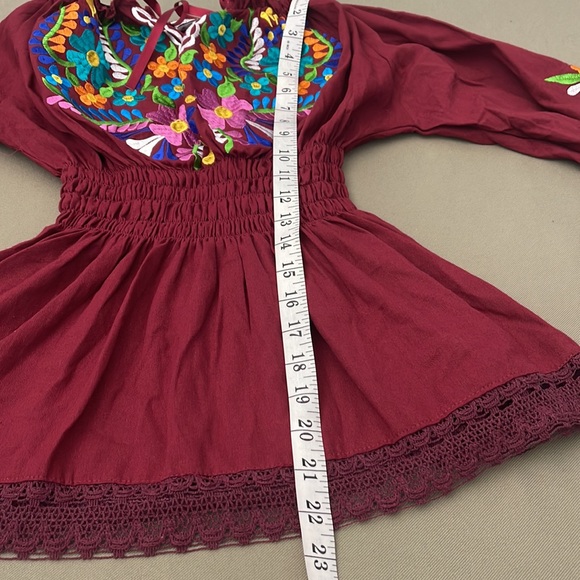 Matices. Multi color embroidered long sleeve MEXICAN  blouse , Size M - Picture 7 of 9